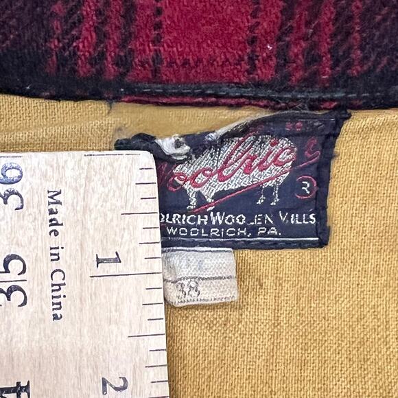 True Vintage 40s 50s Woolrich 501 Mackinaw Hunting Jacket Red Black Plaid Talon - Picture 7 of 16